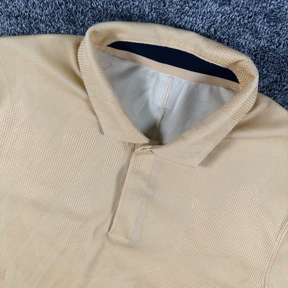 Nike Tiger Woods Polo Mens Small Jacquard Geometric Yellow Golf Top CT3801-251